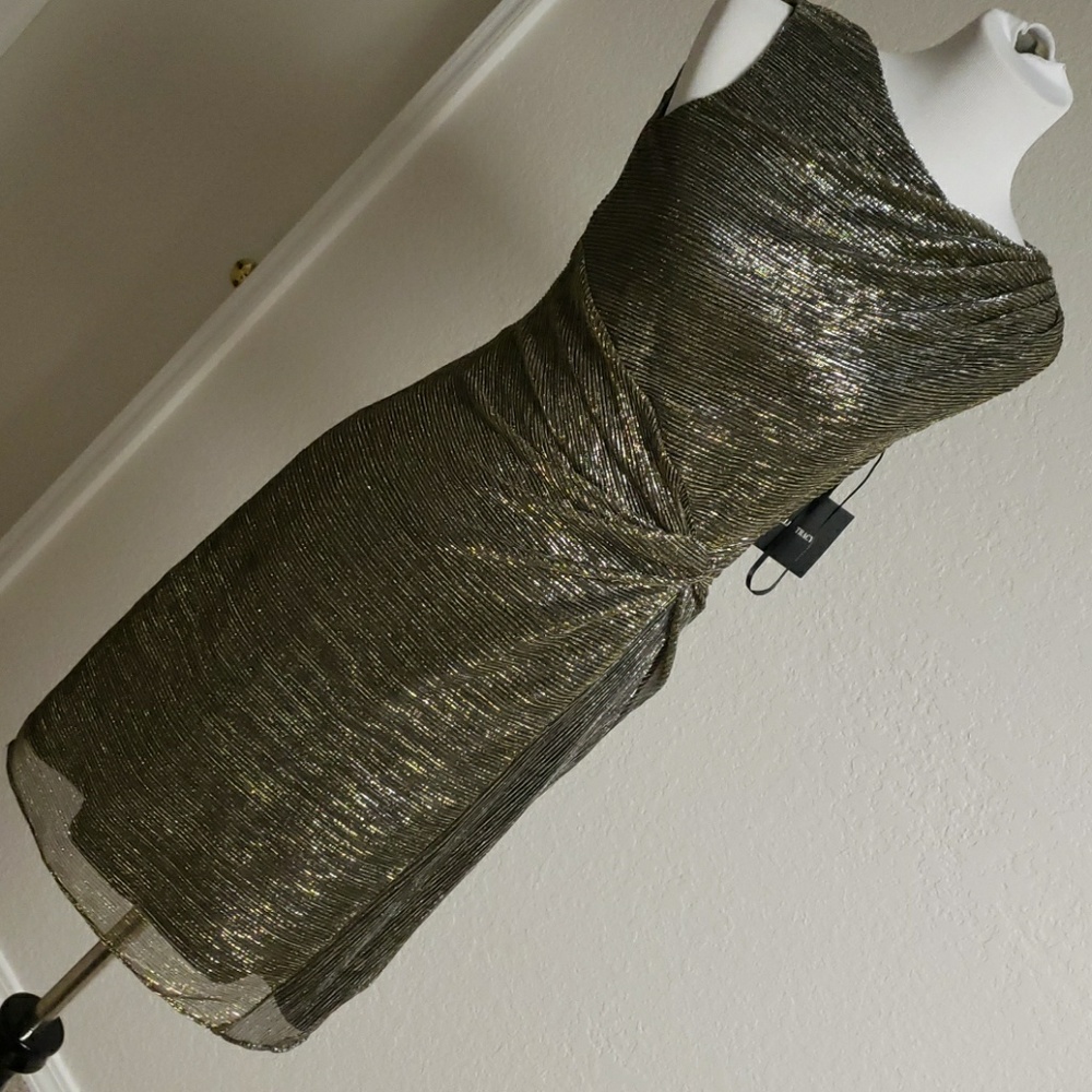 Ellen Tracy Gold Sleeveless Dress